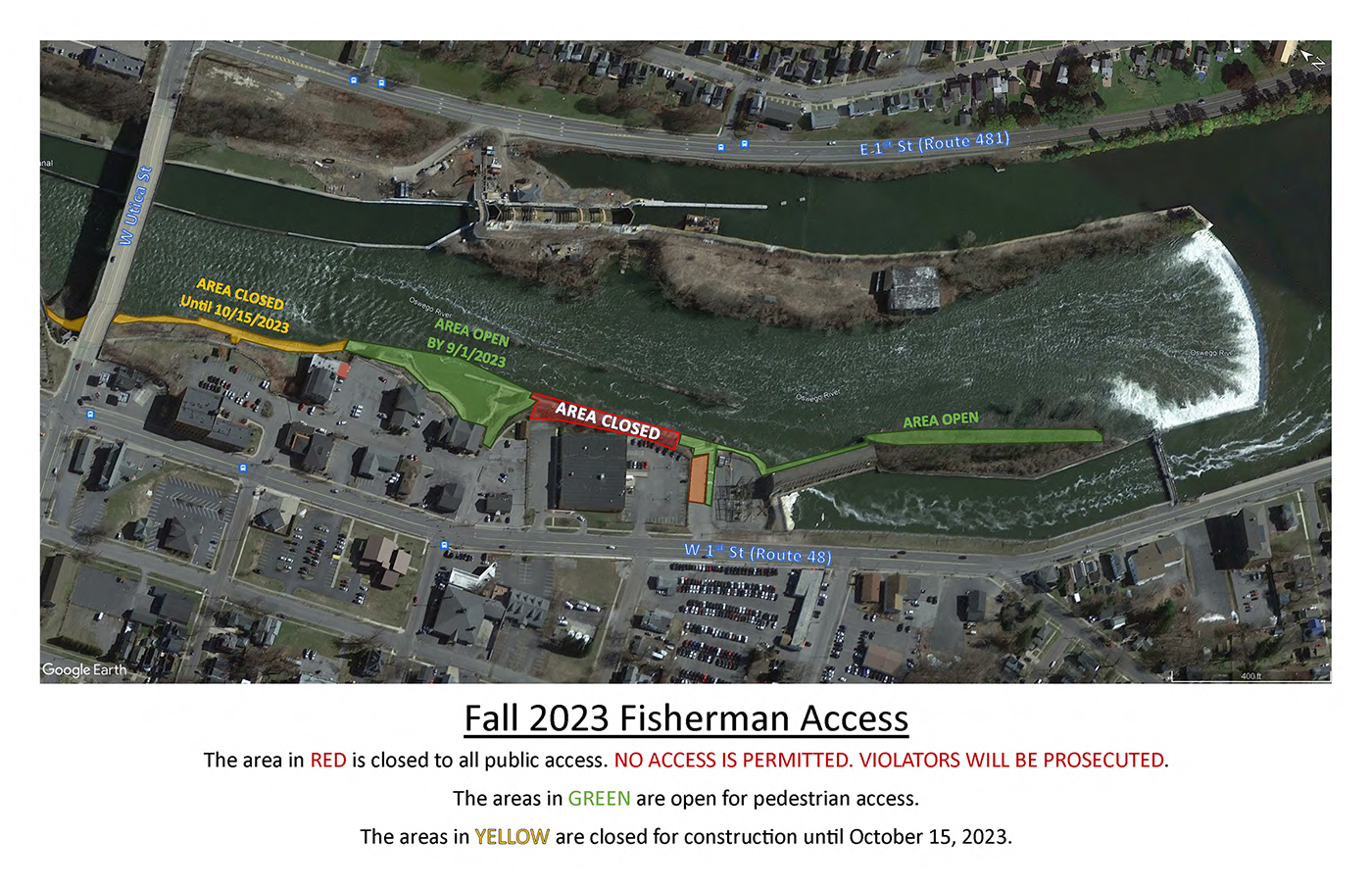 Oswego River fishing access map 9-1-23